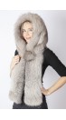 Grey fox fur hood-scarf